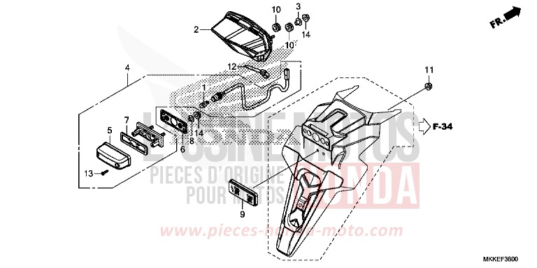 HECKLEUCHTE/KENNZEICHENBELEUCHTUNG von Africa Twin PEARL GLARE WHITE (NHB53HB) von 2019